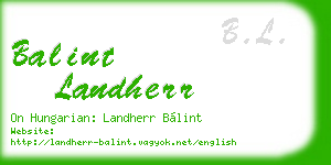 balint landherr business card